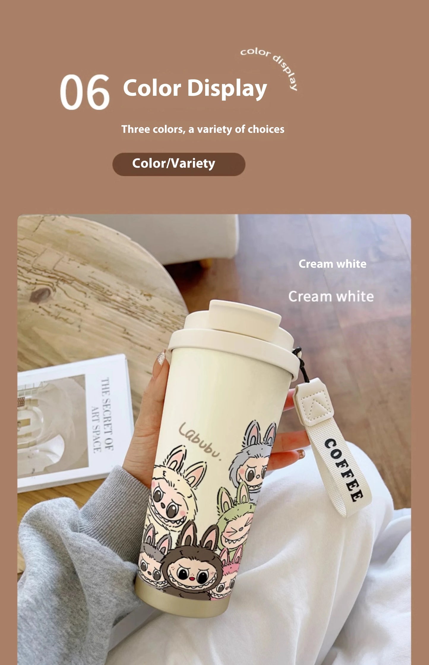 Stainless Steel 530ml Thermos Mug – Leakproof Cute Takeaway Coffee Cup Gift