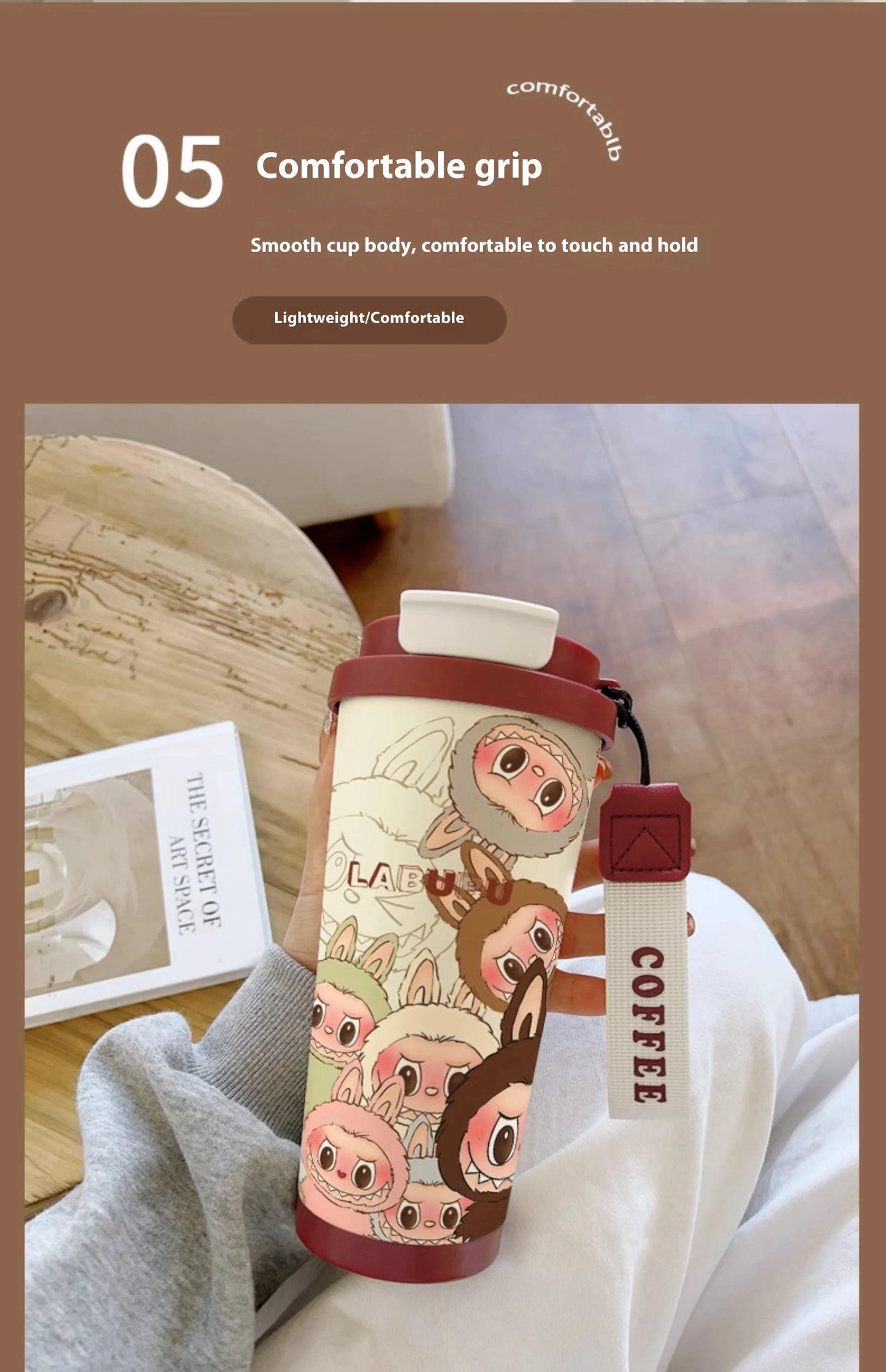 Stainless Steel 530ml Thermos Mug – Leakproof Cute Takeaway Coffee Cup Gift