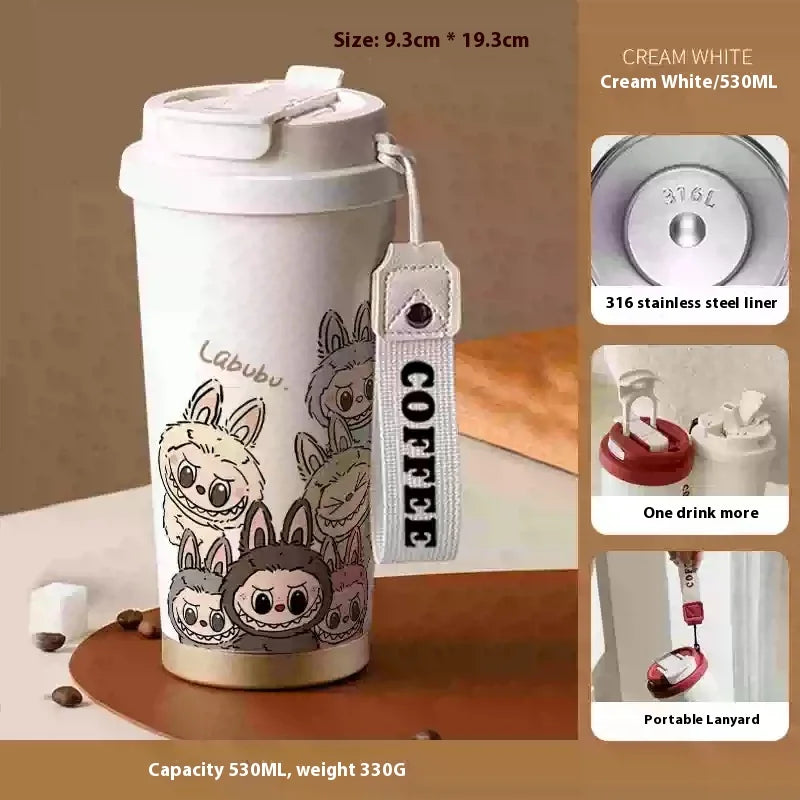 Stainless Steel 530ml Thermos Mug – Leakproof Cute Takeaway Coffee Cup Gift