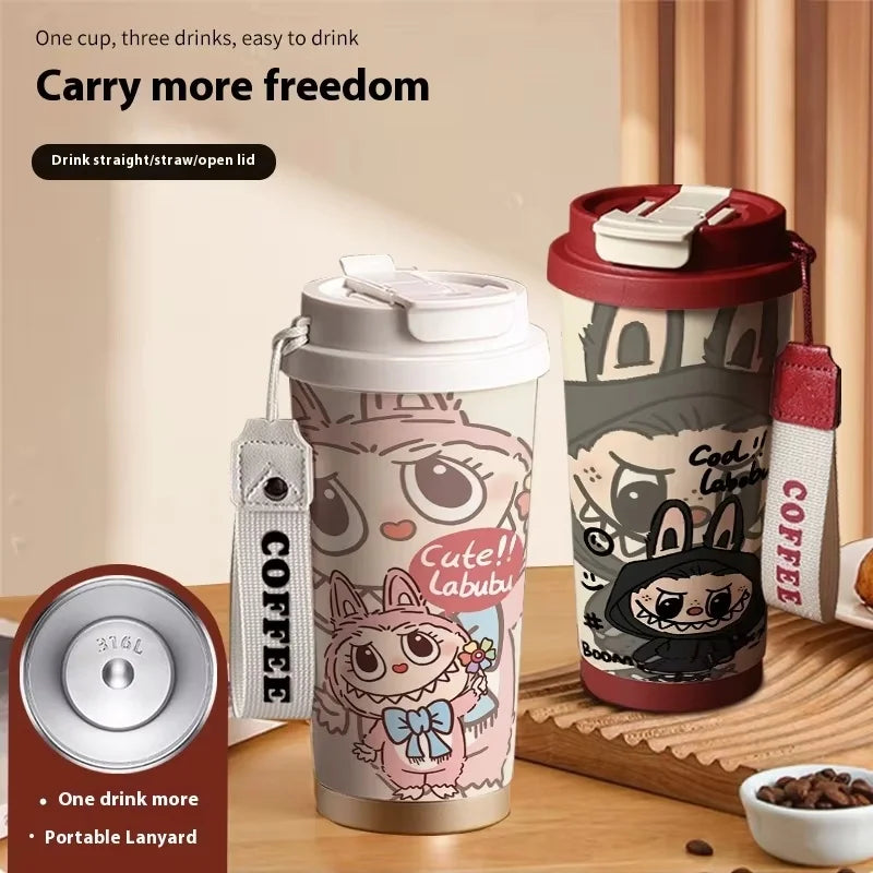 Stainless Steel 530ml Thermos Mug – Leakproof Cute Takeaway Coffee Cup Gift