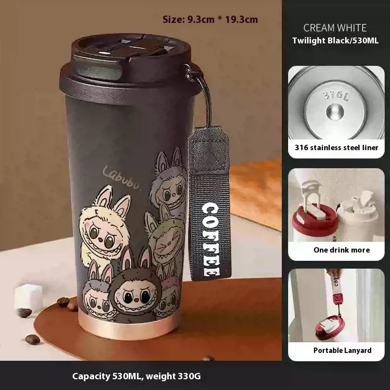 Stainless Steel 530ml Thermos Mug – Leakproof Cute Takeaway Coffee Cup Gift