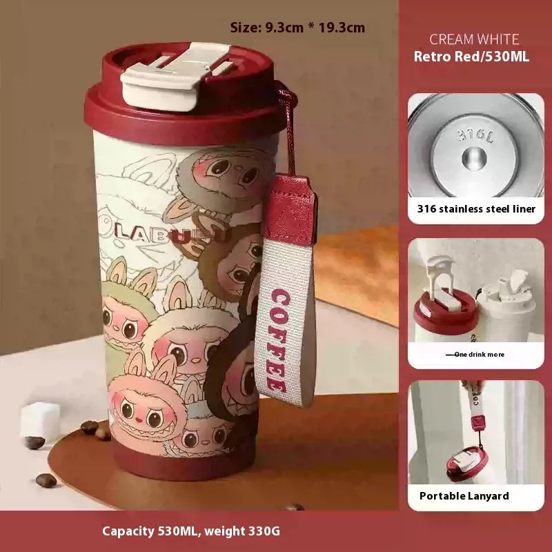 Stainless Steel 530ml Thermos Mug – Leakproof Cute Takeaway Coffee Cup Gift