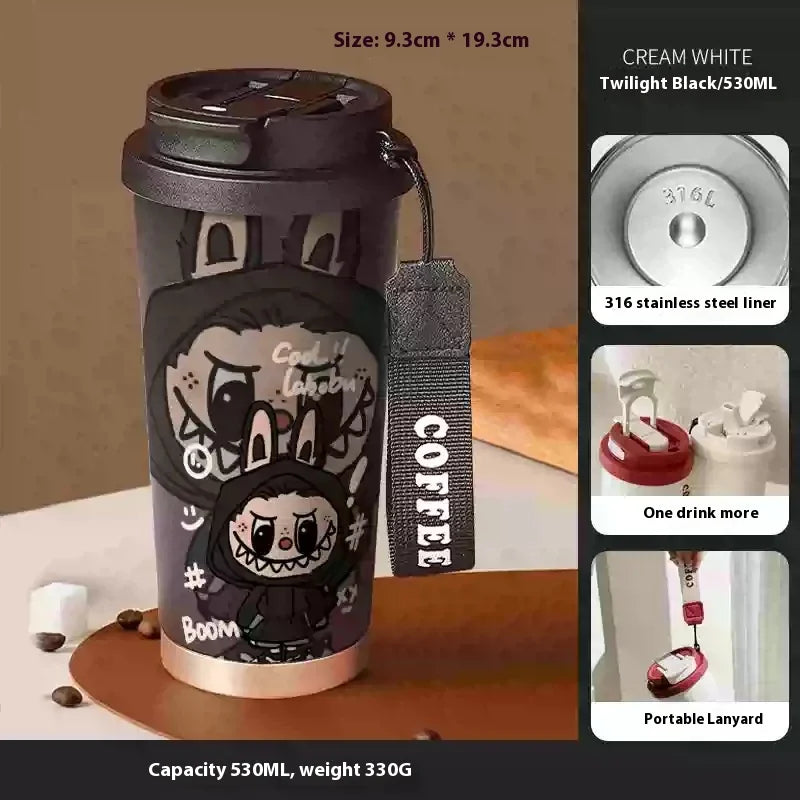 Stainless Steel 530ml Thermos Mug – Leakproof Cute Takeaway Coffee Cup Gift