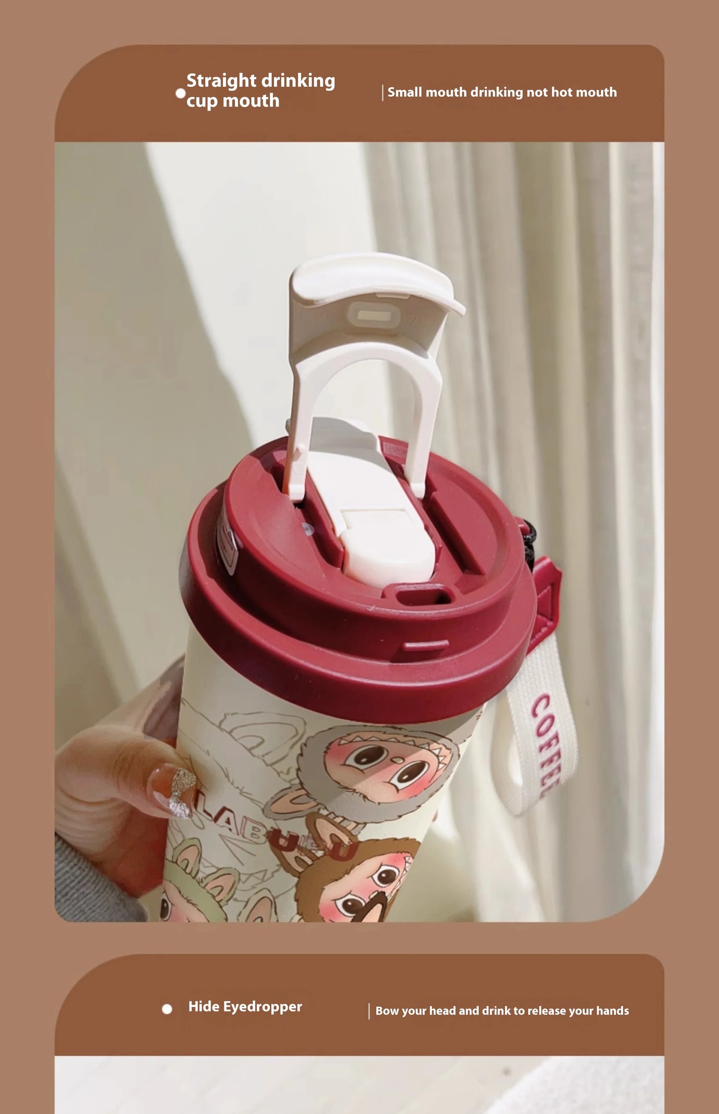 Stainless Steel 530ml Thermos Mug – Leakproof Cute Takeaway Coffee Cup Gift