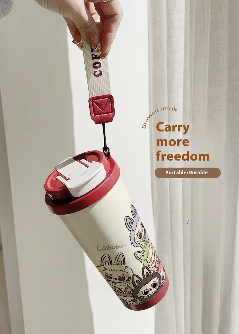 Stainless Steel 530ml Thermos Mug – Leakproof Cute Takeaway Coffee Cup Gift