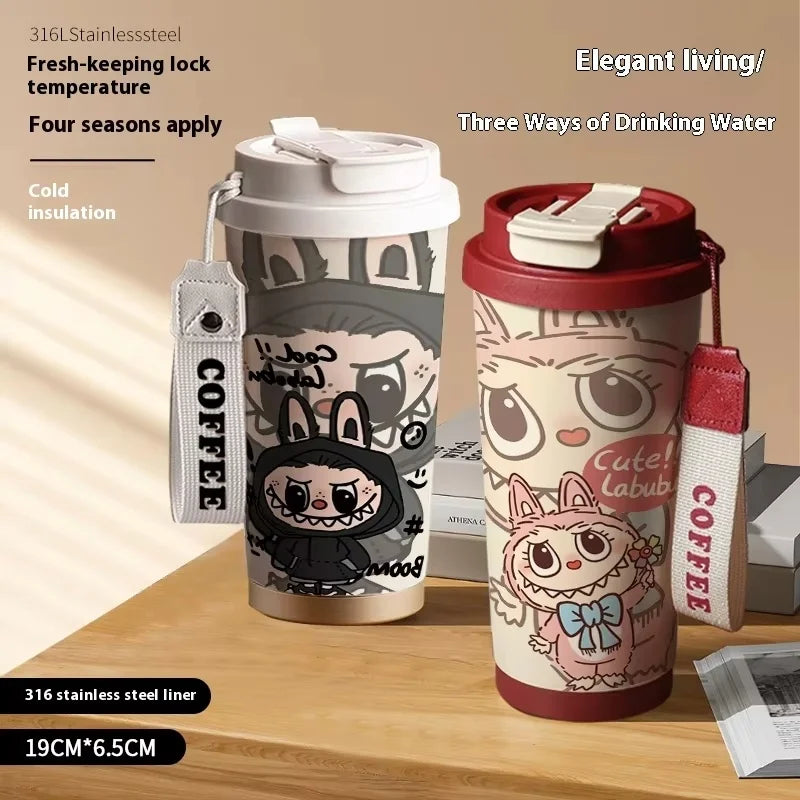 Stainless Steel 530ml Thermos Mug – Leakproof Cute Takeaway Coffee Cup Gift