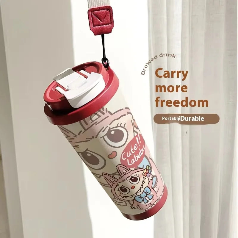 Stainless Steel 530ml Thermos Mug – Leakproof Cute Takeaway Coffee Cup Gift