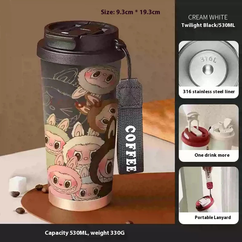 Stainless Steel 530ml Thermos Mug – Leakproof Cute Takeaway Coffee Cup Gift