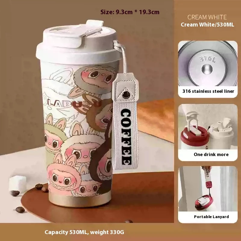 Stainless Steel 530ml Thermos Mug – Leakproof Cute Takeaway Coffee Cup Gift