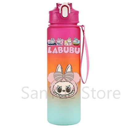 Labubu PopMart 750ml Cartoon Water Bottle – Kids Outdoor Drinking Cup