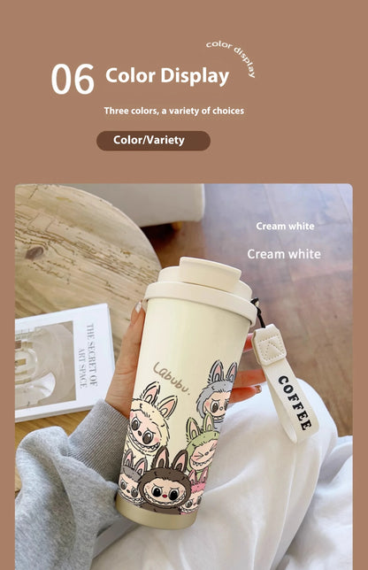 Stainless Steel 530ml Thermos Mug – Leakproof Cute Takeaway Coffee Cup Gift