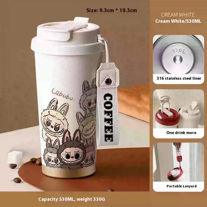 Stainless Steel 530ml Thermos Mug – Leakproof Cute Takeaway Coffee Cup Gift