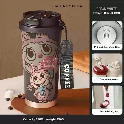 Stainless Steel 530ml Thermos Mug – Leakproof Cute Takeaway Coffee Cup Gift