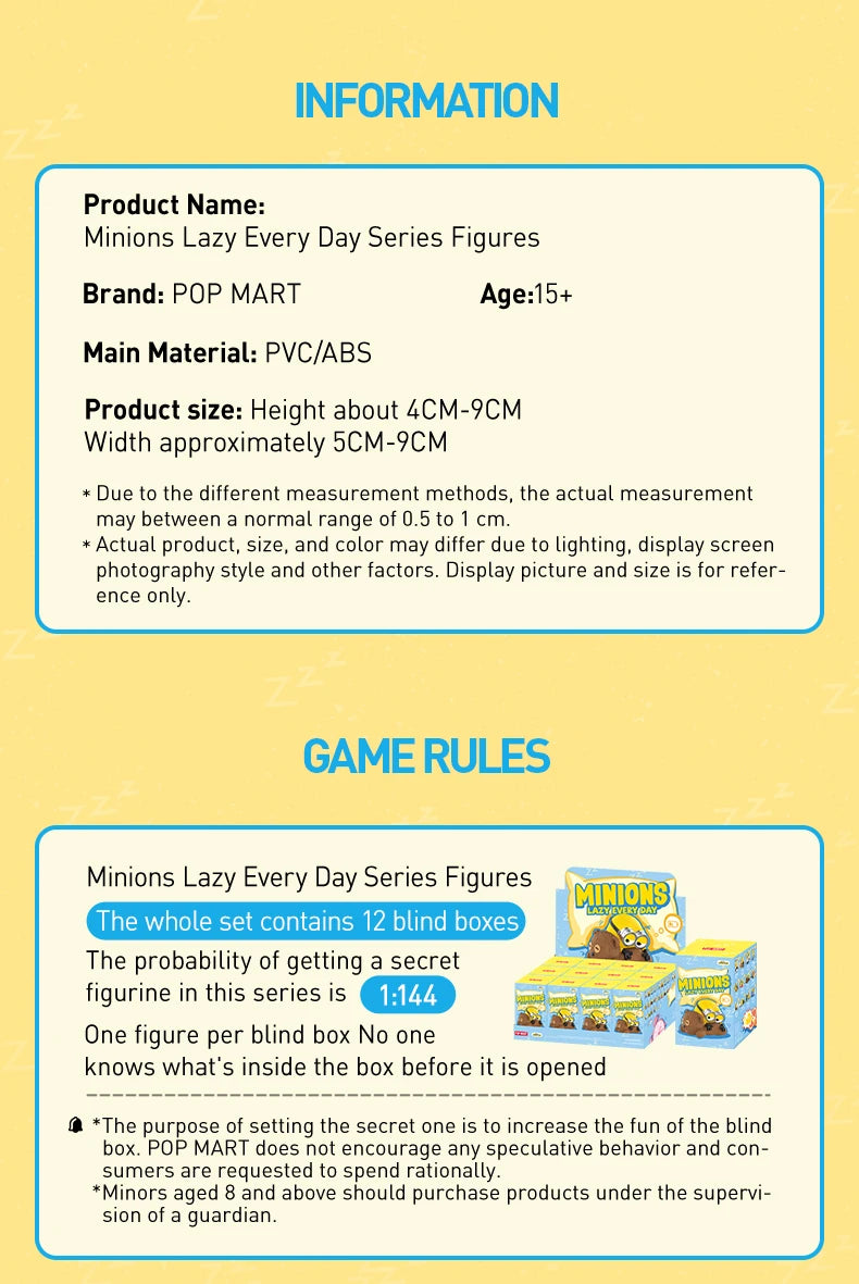 POP MART Minions Lazy Every Day Series Figures 1PC/12PCS Blind Box POPMART