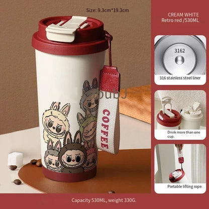 PopMart Labubu Couple Cups Cartoon Designer Toy Figure Set – Cute Stainless Steel Collectible