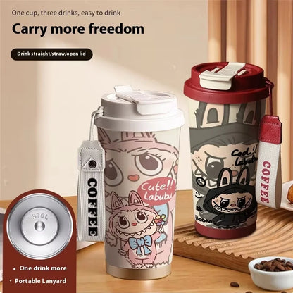 Stainless Steel 530ml Thermos Mug – Leakproof Cute Takeaway Coffee Cup Gift