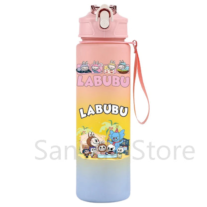 Labubu PopMart 750ml Cartoon Water Bottle – Kids Outdoor Drinking Cup