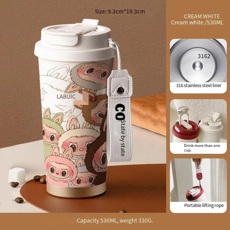 PopMart Labubu Couple Cups Cartoon Designer Toy Figure Set – Cute Stainless Steel Collectible