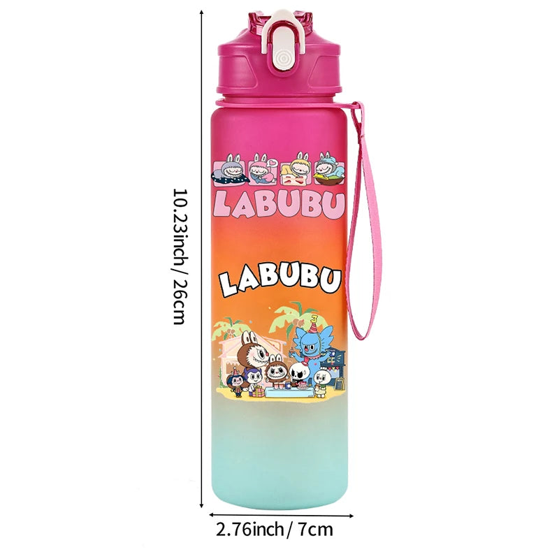 Labubu PopMart 750ml Cartoon Water Bottle – Kids Outdoor Drinking Cup