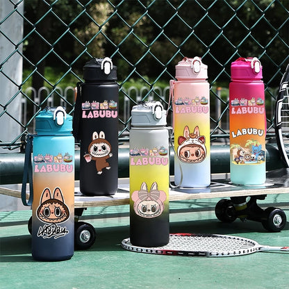 Labubu PopMart 750ml Cartoon Water Bottle – Kids Outdoor Drinking Cup