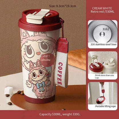 PopMart Labubu Couple Cups Cartoon Designer Toy Figure Set – Cute Stainless Steel Collectible