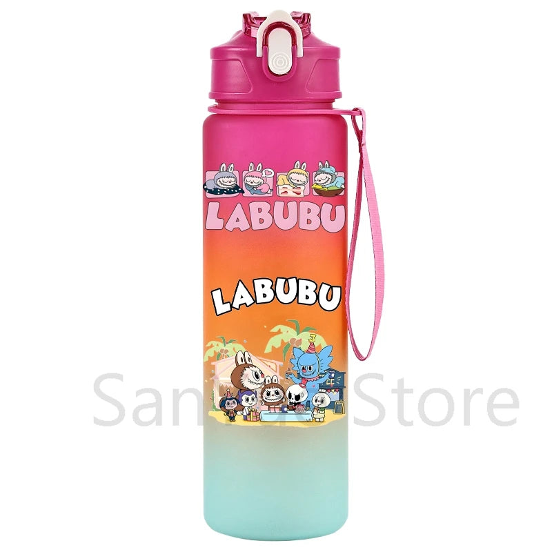 Labubu PopMart 750ml Cartoon Water Bottle – Kids Outdoor Drinking Cup