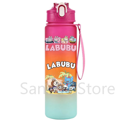 Labubu PopMart 750ml Cartoon Water Bottle – Kids Outdoor Drinking Cup