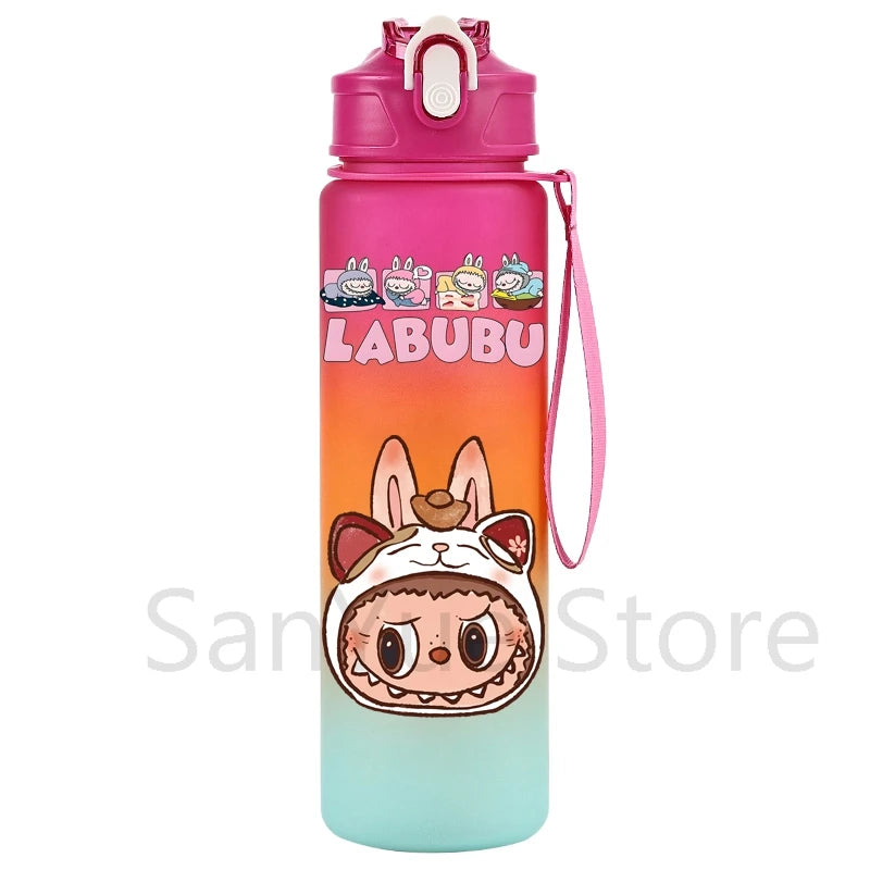 Labubu PopMart 750ml Cartoon Water Bottle – Kids Outdoor Drinking Cup