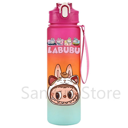 Labubu PopMart 750ml Cartoon Water Bottle – Kids Outdoor Drinking Cup