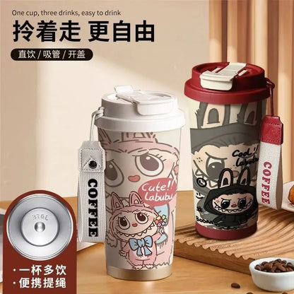 PopMart Labubu Couple Cups Cartoon Designer Toy Figure Set – Cute Stainless Steel Collectible