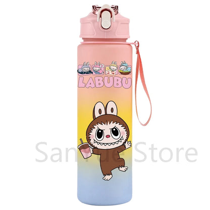 Labubu PopMart 750ml Cartoon Water Bottle – Kids Outdoor Drinking Cup