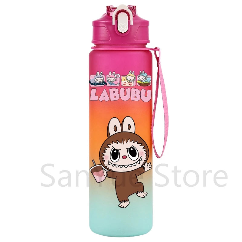 Labubu PopMart 750ml Cartoon Water Bottle – Kids Outdoor Drinking Cup