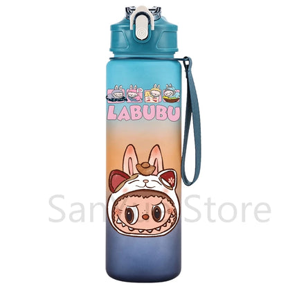 Labubu PopMart 750ml Cartoon Water Bottle – Kids Outdoor Drinking Cup