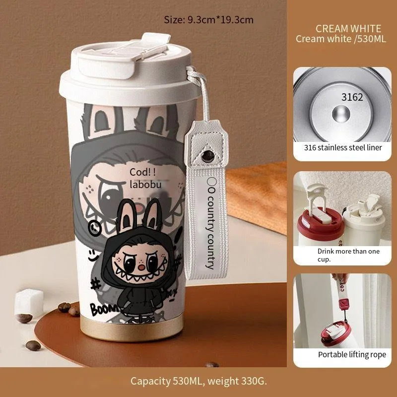 PopMart Labubu Couple Cups Cartoon Designer Toy Figure Set – Cute Stainless Steel Collectible