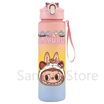 Labubu PopMart 750ml Cartoon Water Bottle – Kids Outdoor Drinking Cup