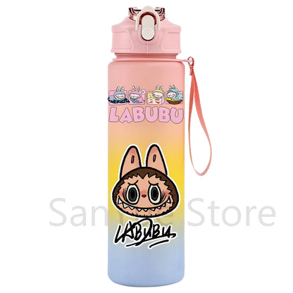 Labubu PopMart 750ml Cartoon Water Bottle – Kids Outdoor Drinking Cup
