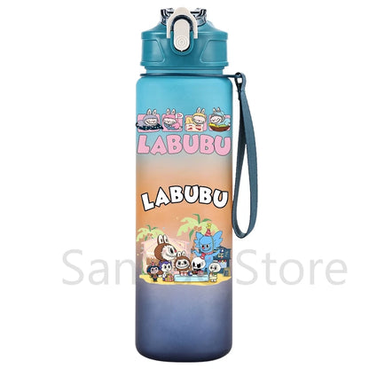 Labubu PopMart 750ml Cartoon Water Bottle – Kids Outdoor Drinking Cup