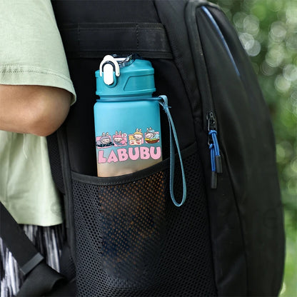 Labubu PopMart 750ml Cartoon Water Bottle – Kids Outdoor Drinking Cup