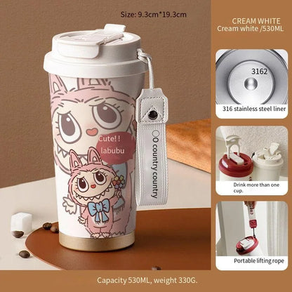 PopMart Labubu Couple Cups Cartoon Designer Toy Figure Set – Cute Stainless Steel Collectible