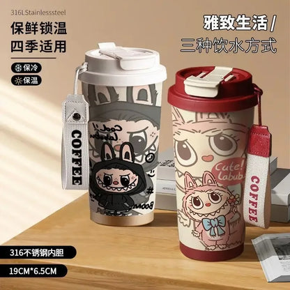PopMart Labubu Couple Cups Cartoon Designer Toy Figure Set – Cute Stainless Steel Collectible