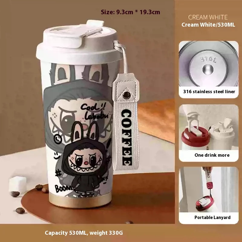 Stainless Steel 530ml Thermos Mug – Leakproof Cute Takeaway Coffee Cup Gift