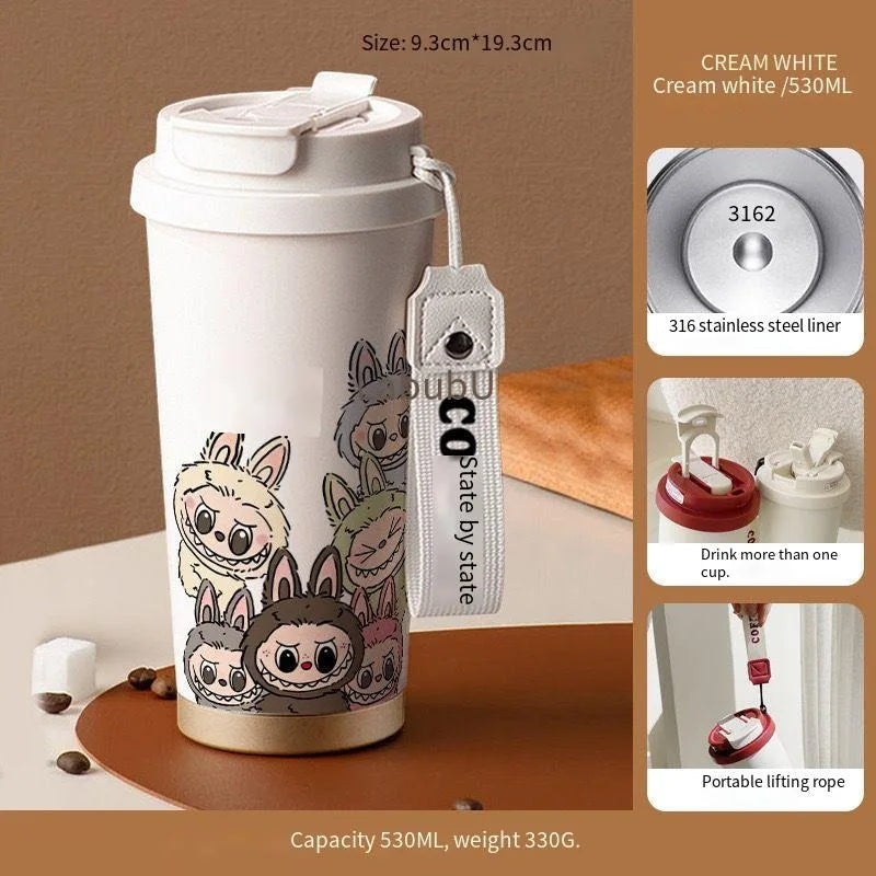 PopMart Labubu Couple Cups Cartoon Designer Toy Figure Set – Cute Stainless Steel Collectible