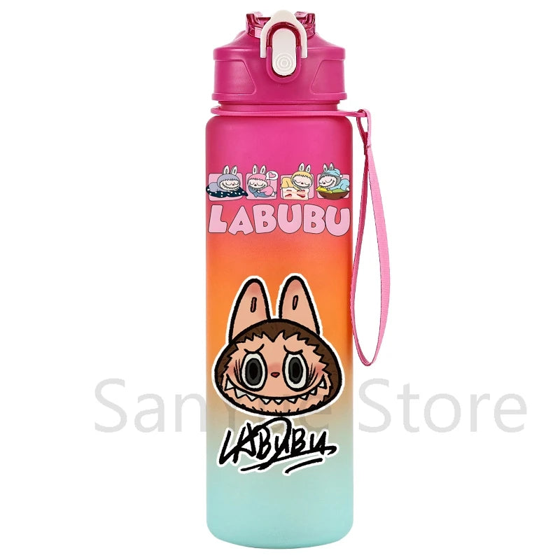 Labubu PopMart 750ml Cartoon Water Bottle – Kids Outdoor Drinking Cup