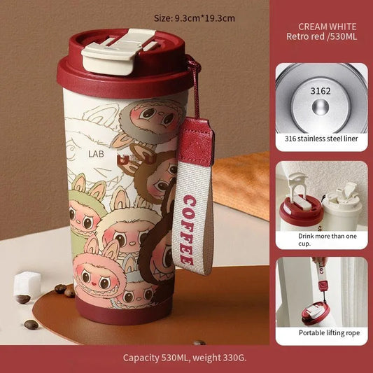 PopMart Labubu Couple Cups Cartoon Designer Toy Figure Set – Cute Stainless Steel Collectible