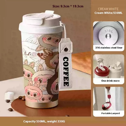 Stainless Steel 530ml Thermos Mug – Leakproof Cute Takeaway Coffee Cup Gift