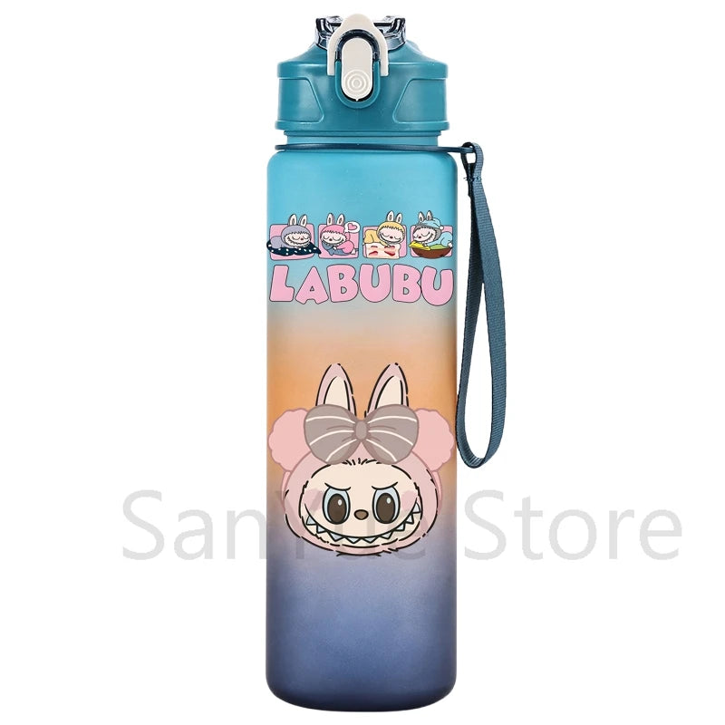 Labubu PopMart 750ml Cartoon Water Bottle – Kids Outdoor Drinking Cup